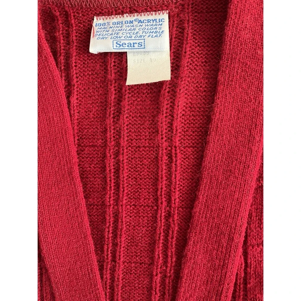 Vintage Sears Knit Sweater Vest Mens Size M Red Orlon‎ Grandpa 50s 60s Indie